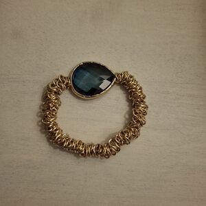 Gold And Blue Or Teal Stretch Bracelet